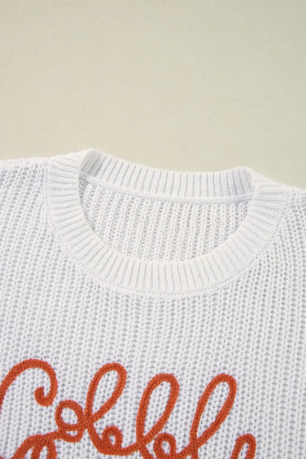 White Gobble Til You Wobble Pop Up Crochet Plus Size Sweater - Love Salve